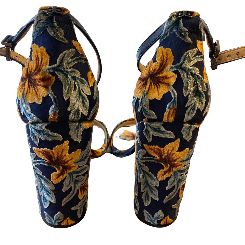 Sam Edelman Floral Block Heel Sandals - Teal and Yellow - Picture 10 of 15